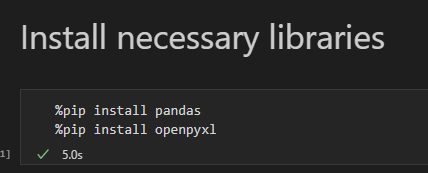 Jupyter notebook — installing required Python libraries